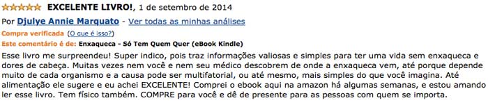 Depoimento de Djulye no site da Amazon